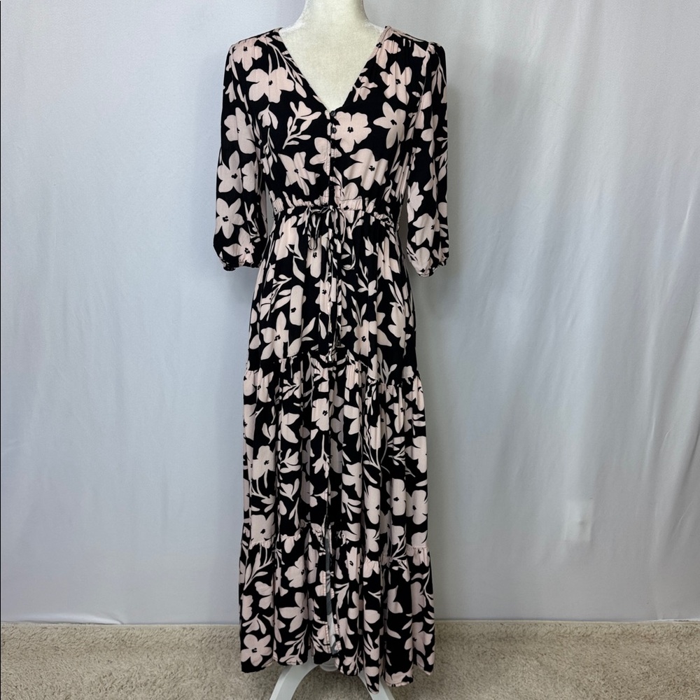 Petal & Pup Kelda Floral Maxi Dress Size Medium Black Pink - Picture 6 of 15